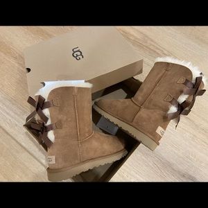 UGG Women's Bailey Bow II Suede & Sheepskin Boots, Chestnut 8